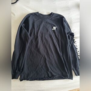 Black Snap On Long Sleeve T Shirt In Small With Logos on Arms